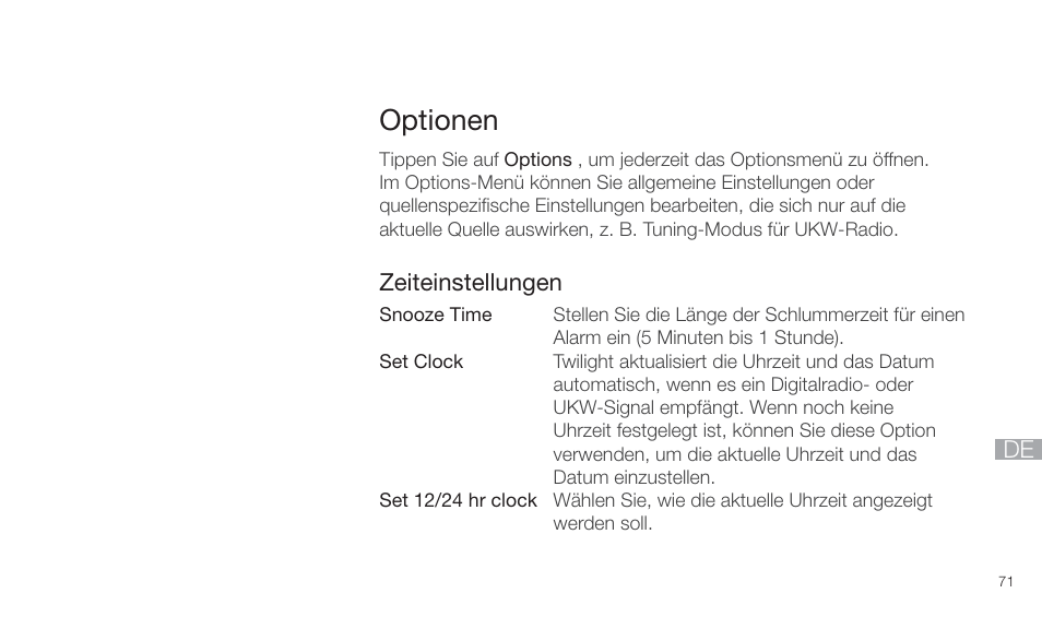 Optionen | Pure Twilight User Manual | Page 71 / 160