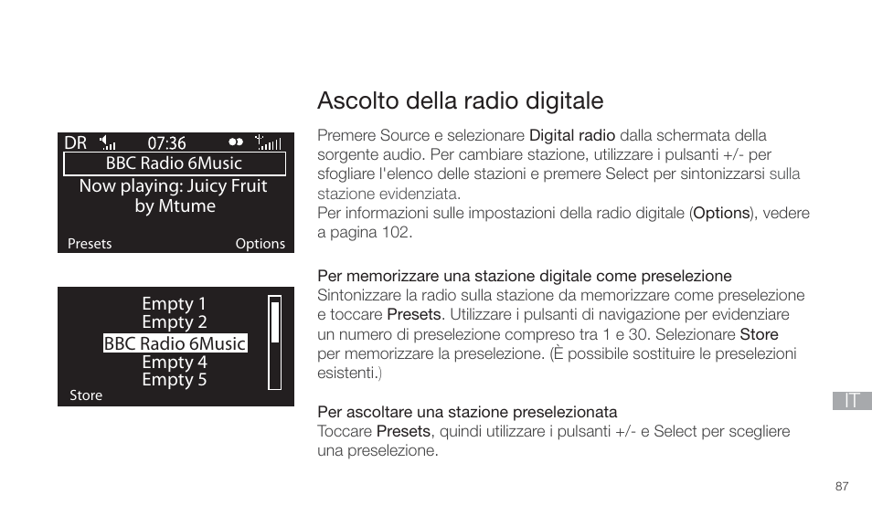 Ascolto della radio digitale | Pure Twilight User Manual | Page 87 / 160
