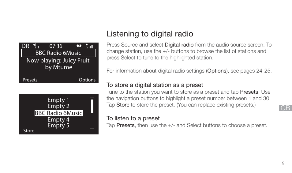Listening to digital radio | Pure Twilight User Manual | Page 9 / 160