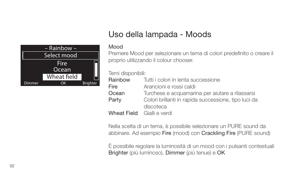 Uso della lampada - moods | Pure Twilight User Manual | Page 92 / 160