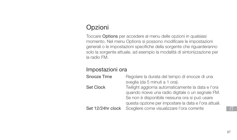 Opzioni | Pure Twilight User Manual | Page 97 / 160