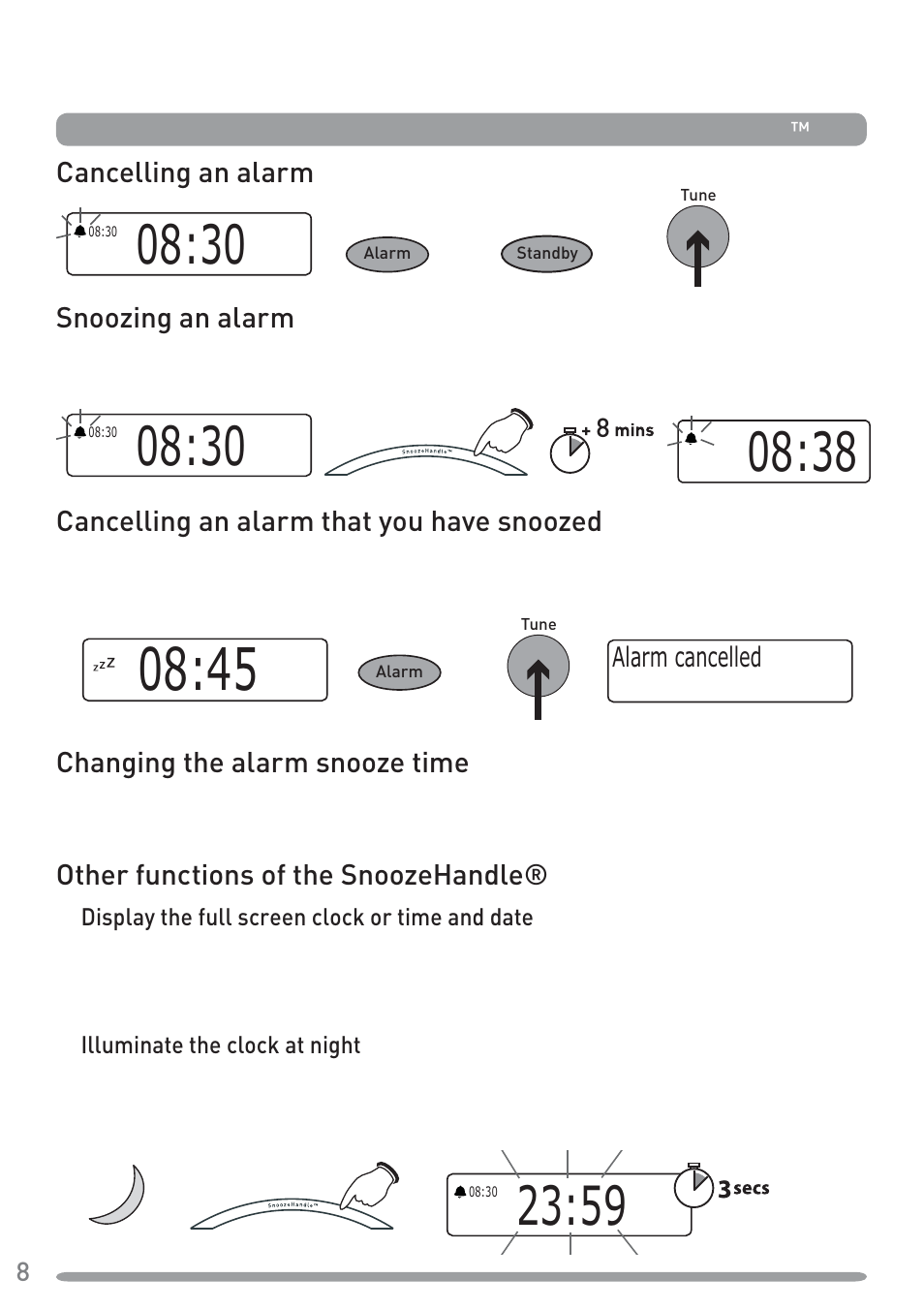 Waking and snoozing | Pure Tempus-1S User Manual | Page 10 / 18