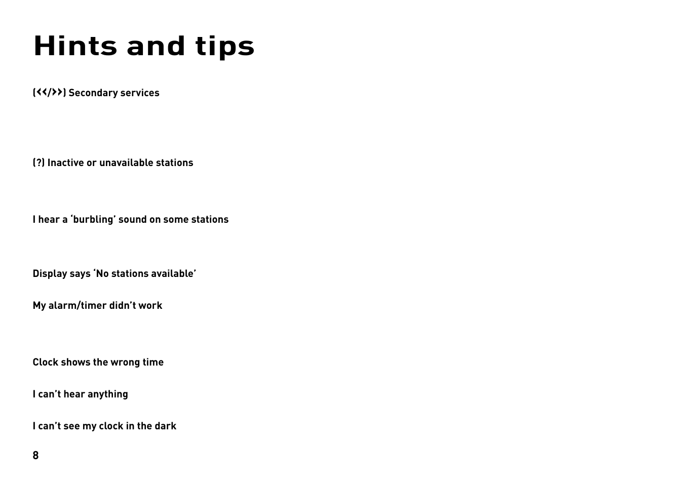 Hints and tips | Pure Tempus-1XT - User Guide User Manual | Page 10 / 12