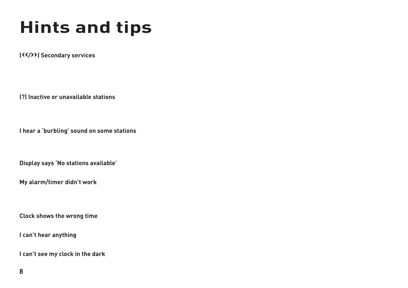 Hints and tips | Pure Tempus-1 User Manual | Page 10 / 12