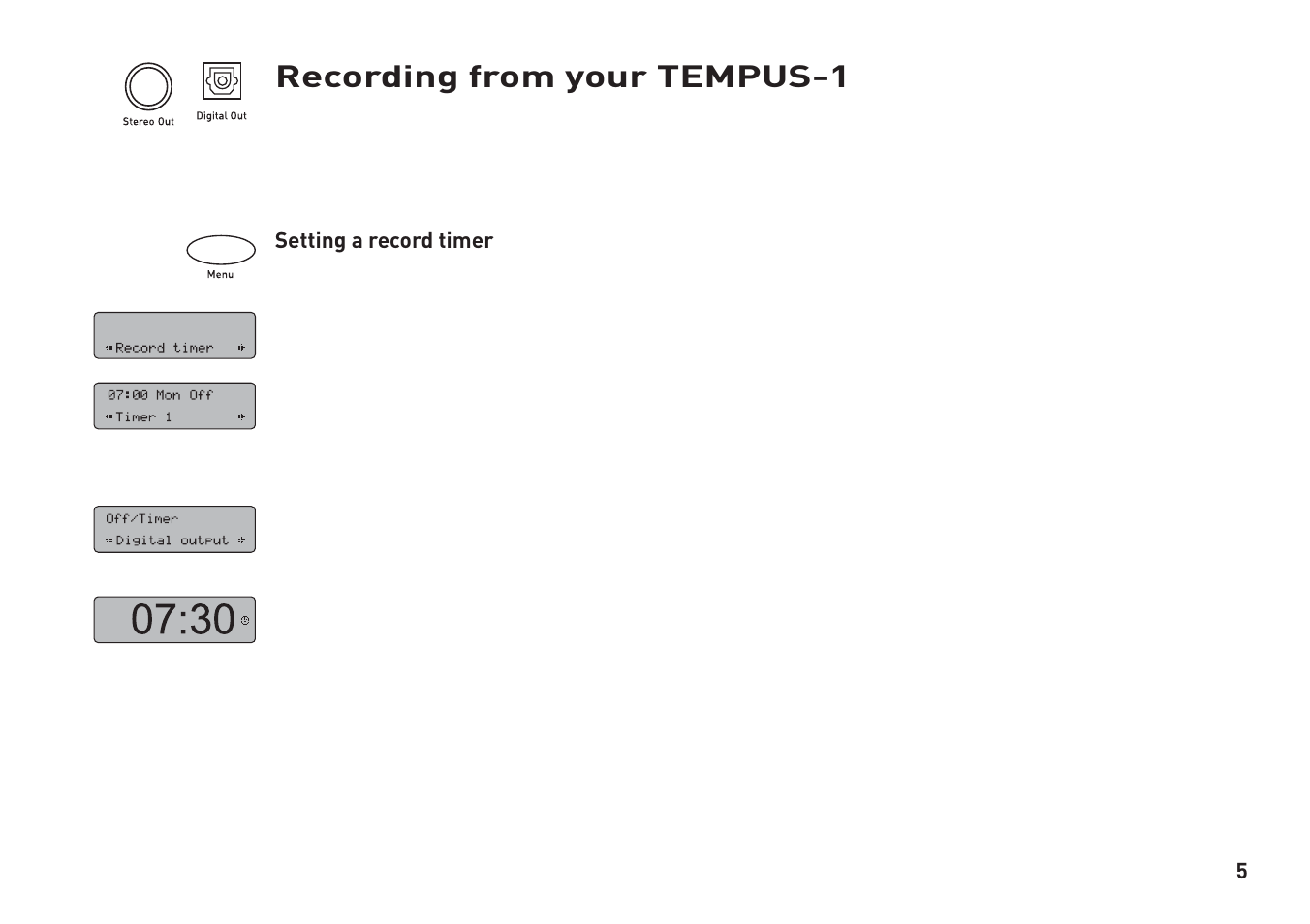 Recording from your tempus-1 | Pure Tempus-1 User Manual | Page 7 / 12