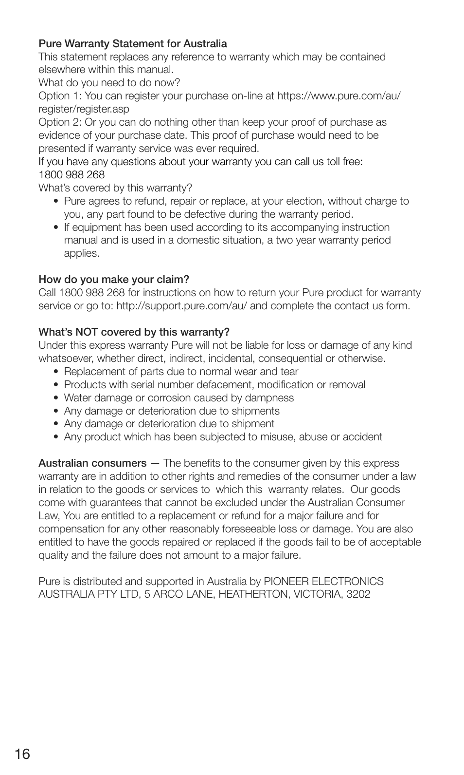 Pure Siesta Mi Series 2 User Manual | Page 18 / 20