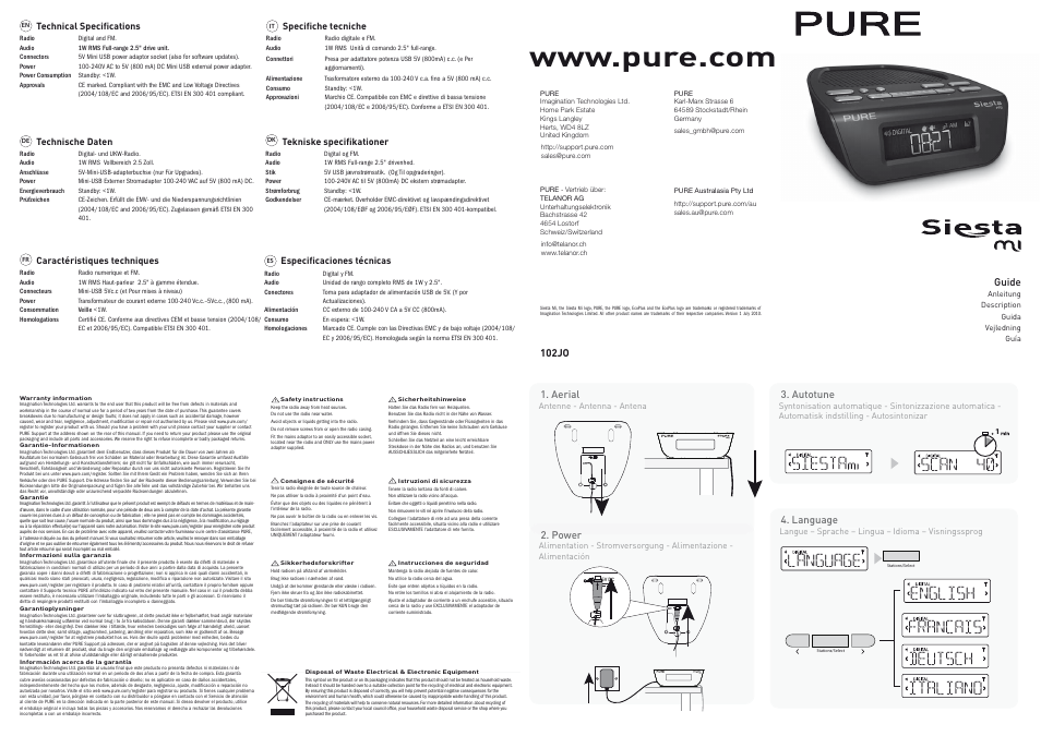 Pure Siesta Mi User Manual | 2 pages