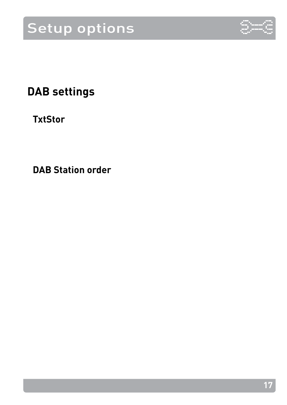 Setup options, Dab settings | Pure PocketDAB 2000 - User Guide User Manual | Page 20 / 31