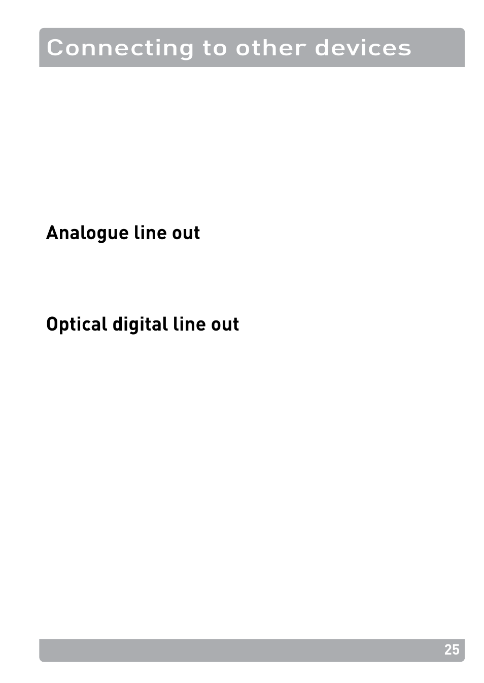 Connecting to other devices, Analogue line out, Optical digital line out | Pure PocketDAB 2000 - User Guide User Manual | Page 28 / 31