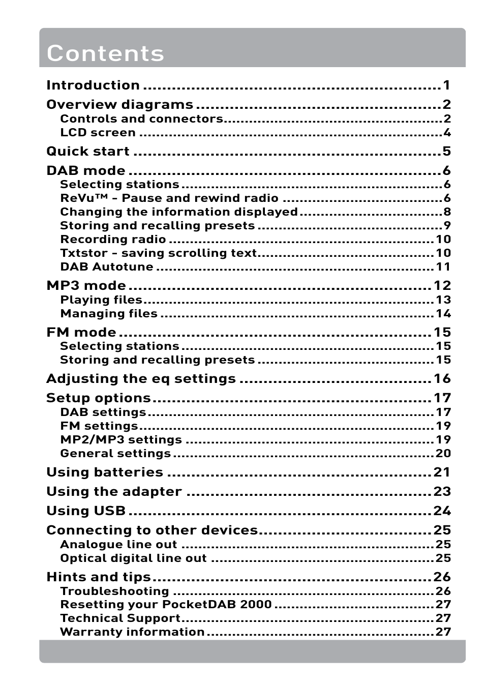 Pure PocketDAB 2000 - User Guide User Manual | Page 3 / 31