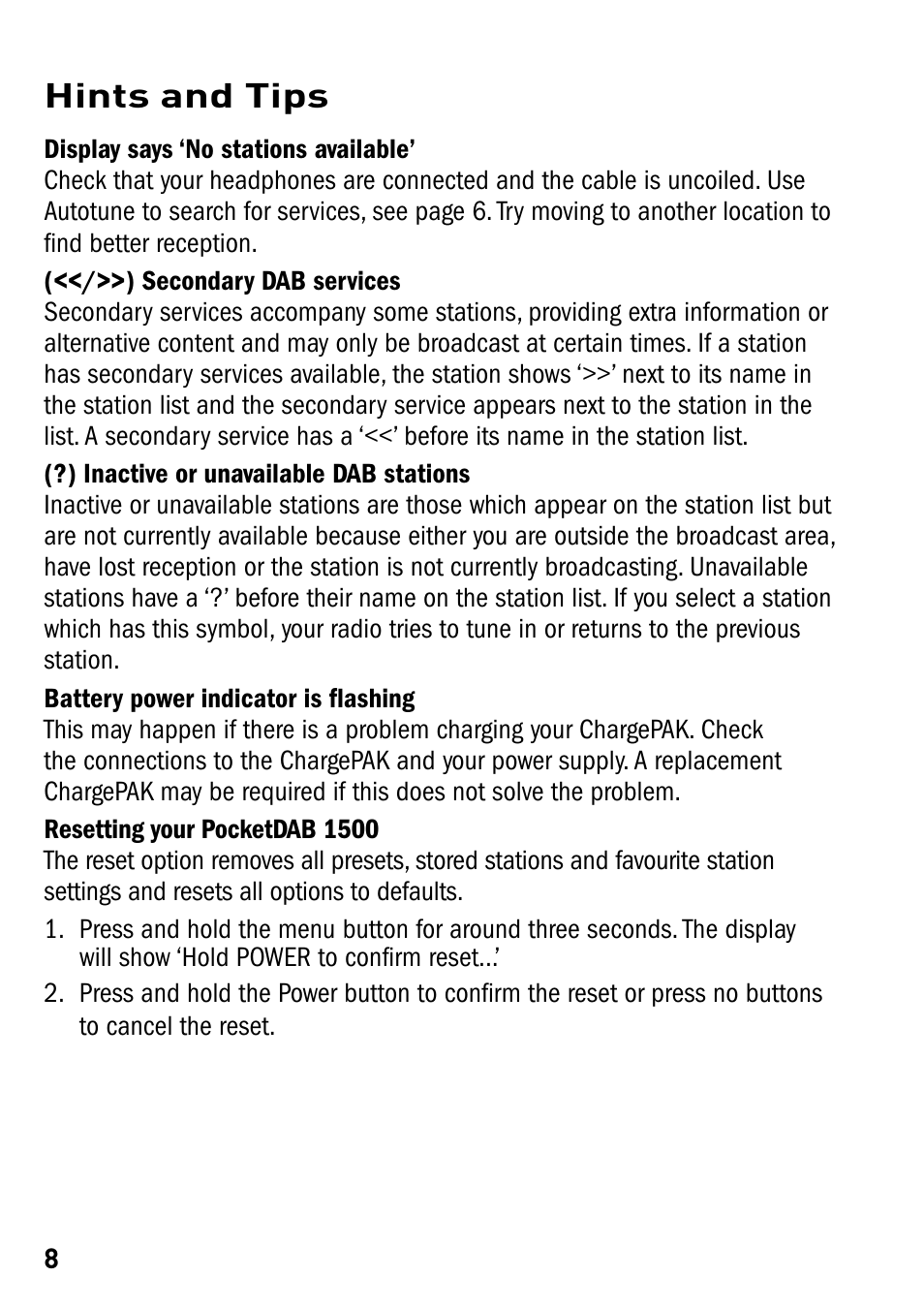 Hints and tips | Pure PocketDAB 1500 User Manual | Page 10 / 14