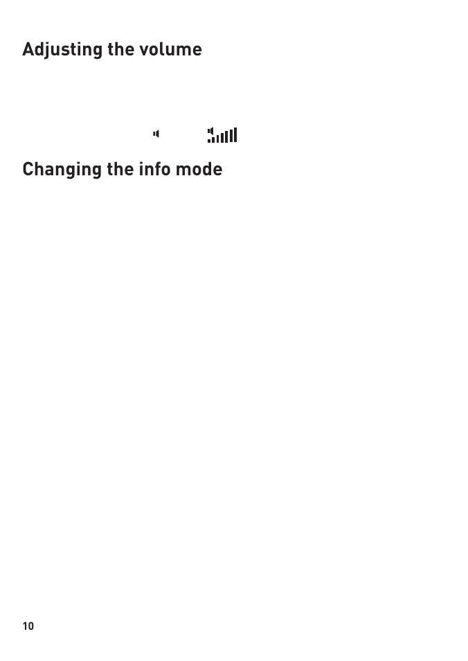 Adjusting the volume, Changing the info mode | Pure PocketDAB 1000 User Manual | Page 12 / 24