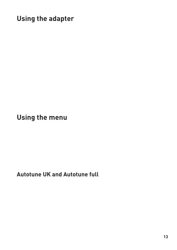 Using the adapter, Using the menu | Pure PocketDAB 1000 User Manual | Page 15 / 24