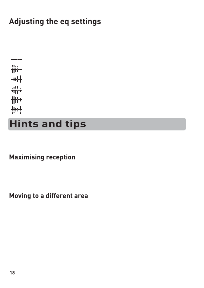 Hints and tips, Adjusting the eq settings | Pure PocketDAB 1000 User Manual | Page 20 / 24