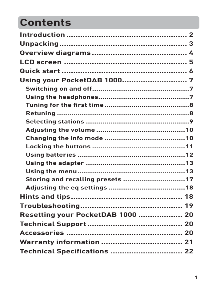 Pure PocketDAB 1000 User Manual | Page 3 / 24