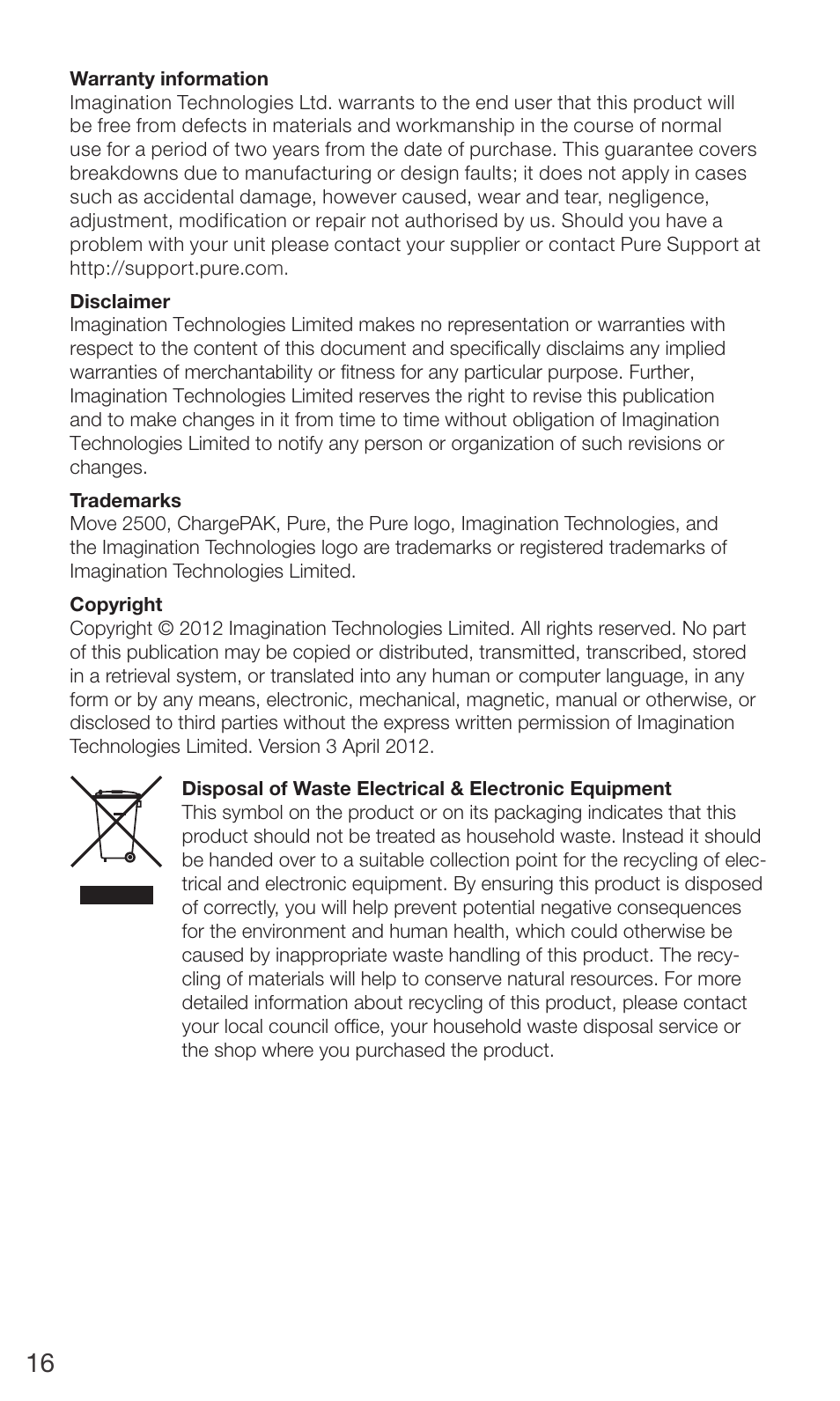 Pure Move 2500 User Manual | Page 18 / 20