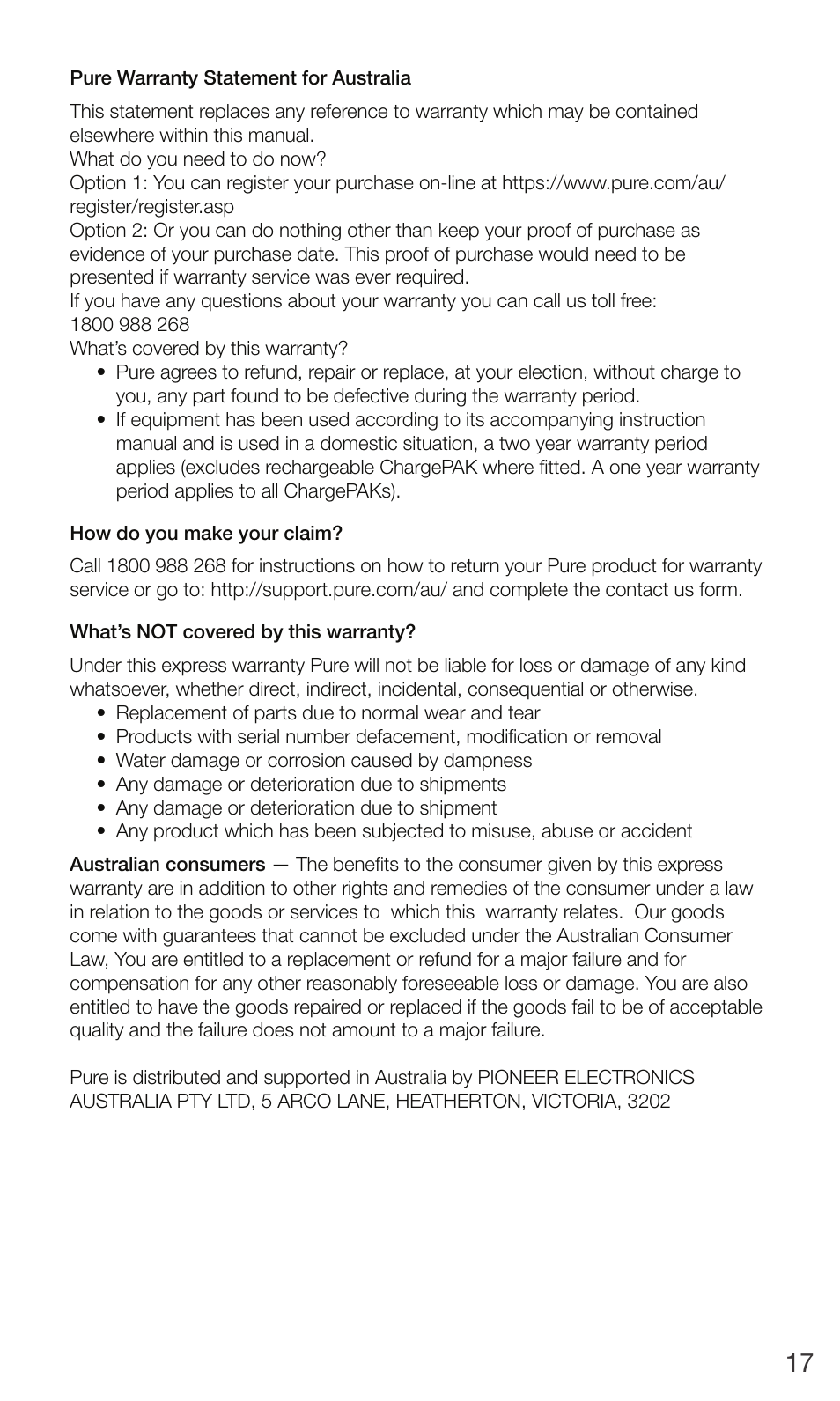 Pure Move 2500 User Manual | Page 19 / 20