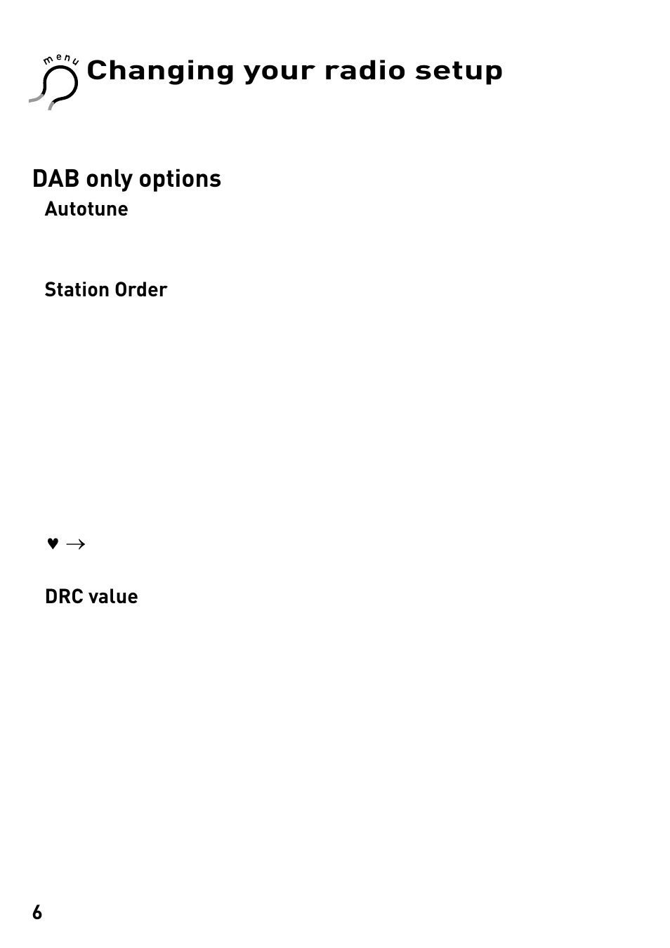 Changing your radio setup, Dab only options | Pure MOVE User Manual | Page 8 / 14