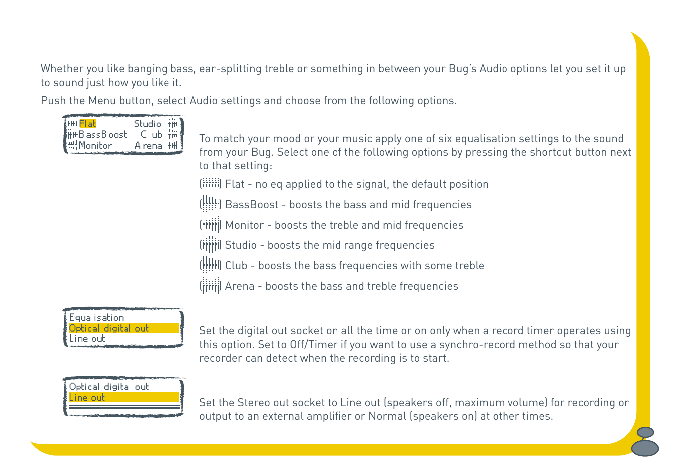 Changing audio settings | Pure BUG User Manual | Page 27 / 36