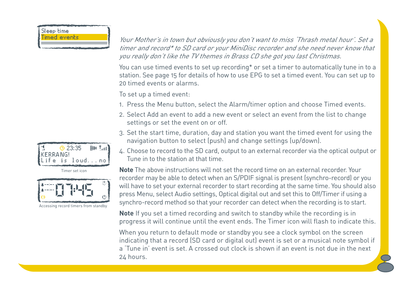 Setting a timed event | Pure BUG Too User Manual | Page 27 / 44