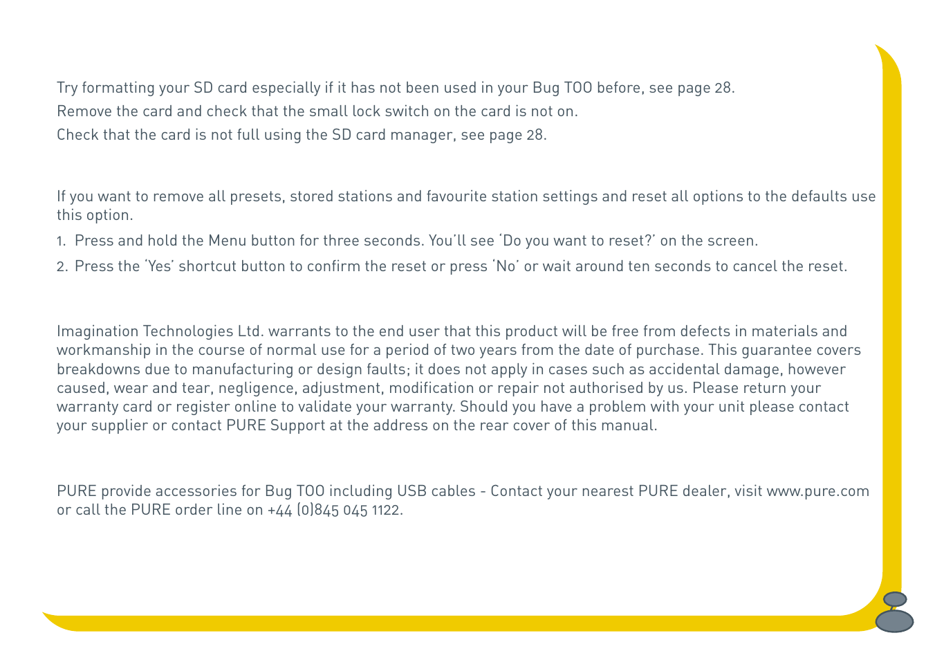 Warranty information, Providing for your bug too | Pure BUG Too User Manual | Page 37 / 44