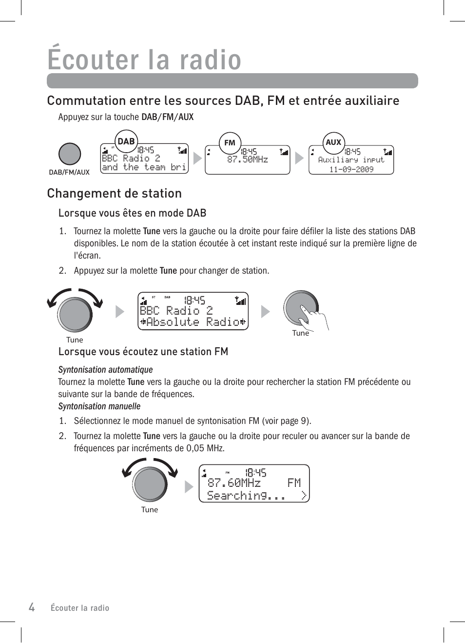 Écouter la radio, Changement de station | Pure Elan 2 User Manual | Page 30 / 76