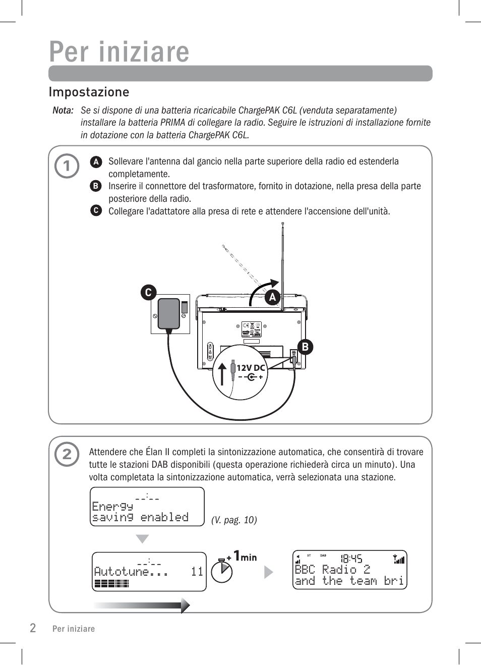 Per iniziare | Pure Elan 2 User Manual | Page 40 / 76