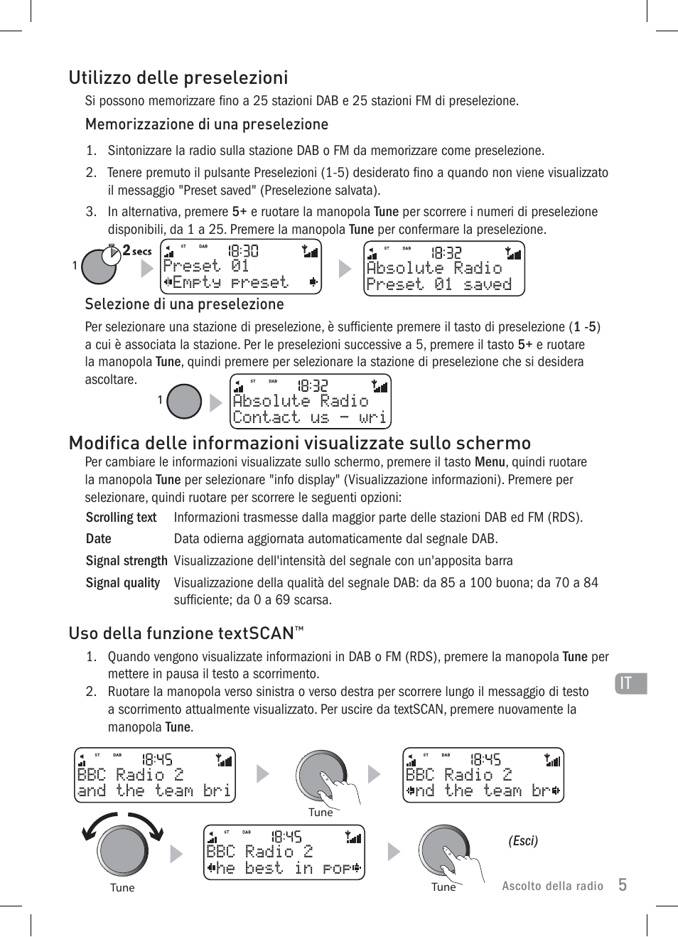 Utilizzo delle preselezioni | Pure Elan 2 User Manual | Page 43 / 76