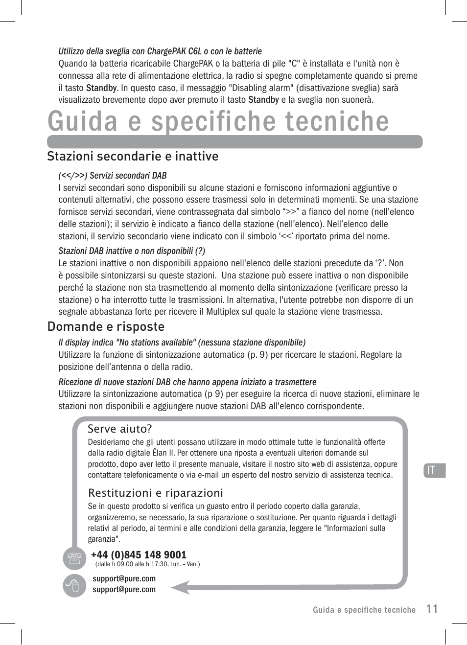 Guida e specifiche tecniche | Pure Elan 2 User Manual | Page 49 / 76