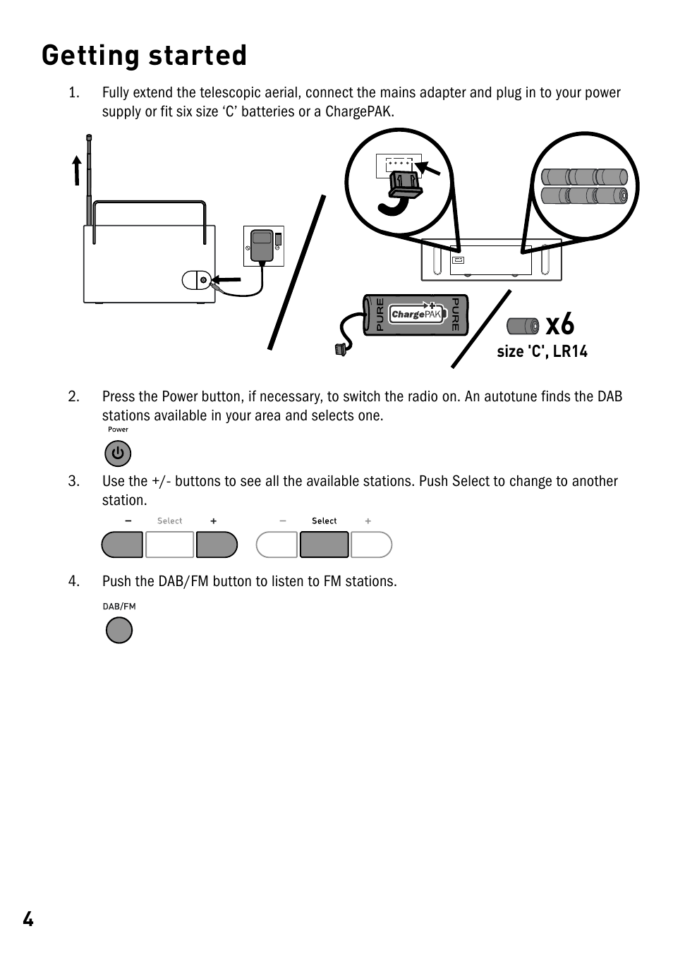 Getting started | Pure Elan RV40 User Manual | Page 6 / 15