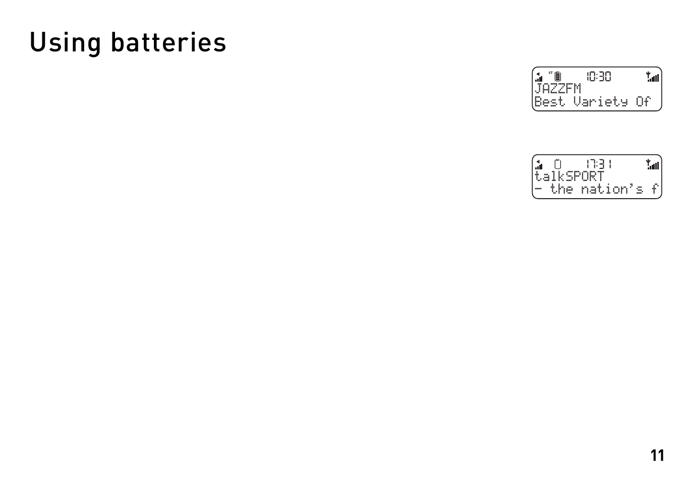 Using batteries | Pure Elan DX20 - User Guide User Manual | Page 14 / 17