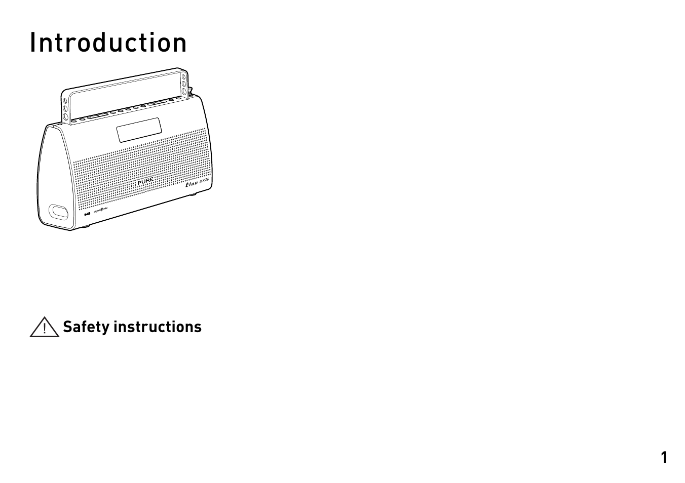 Introduction, Safety instructions | Pure Elan DX20 - User Guide User Manual | Page 4 / 17