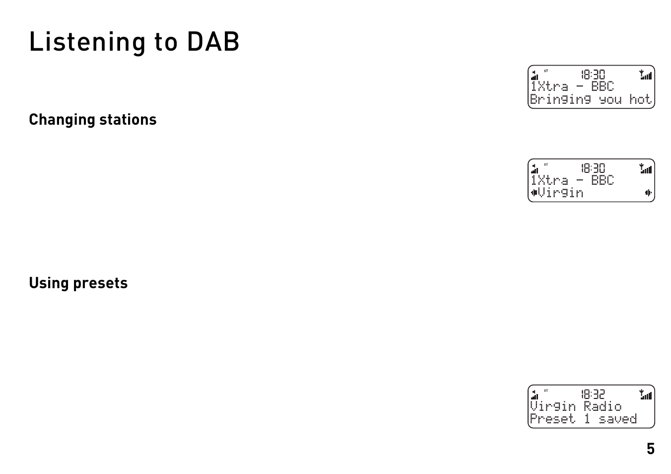 Listening to dab | Pure Elan DX20 - User Guide User Manual | Page 8 / 17