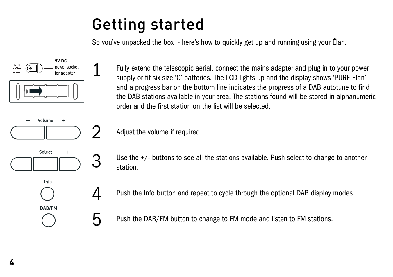 Getting started | Pure Elan - User Guide User Manual | Page 8 / 20