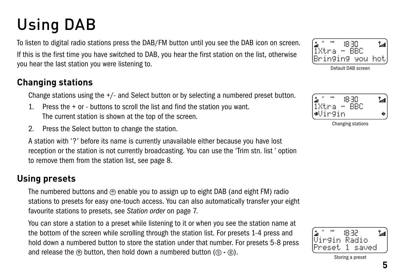 Using dab | Pure Elan - User Guide User Manual | Page 9 / 20