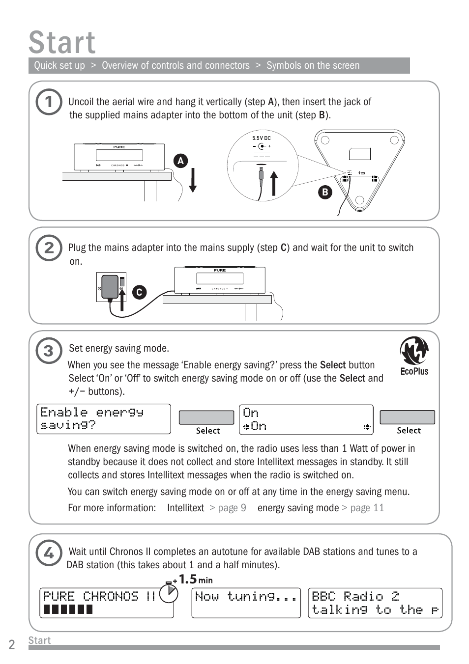 Star t | Pure Chronos II User Manual | Page 4 / 18