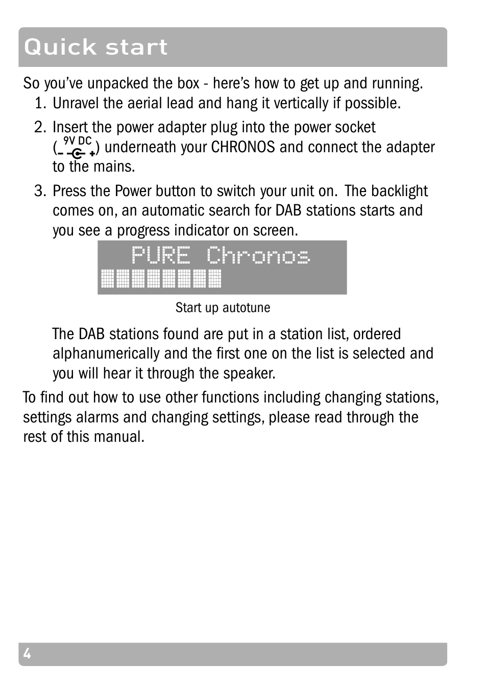 Quick start, Pure chronos | Pure Chronos - User Guide User Manual | Page 8 / 24
