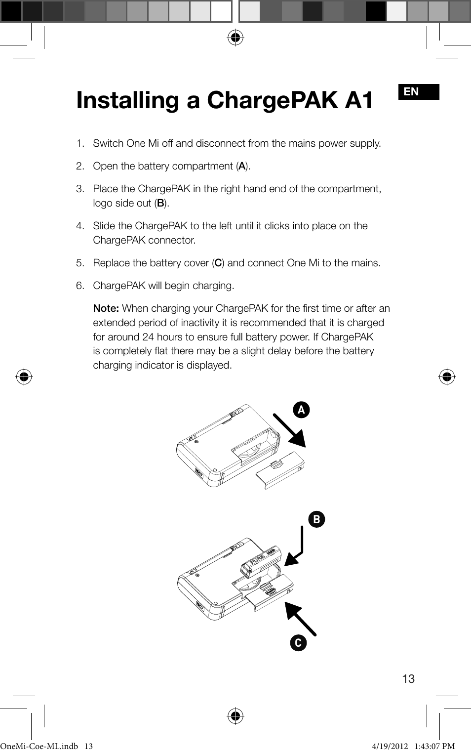 Installing a chargepak a1 | Pure ONE Mi User Manual | Page 15 / 92