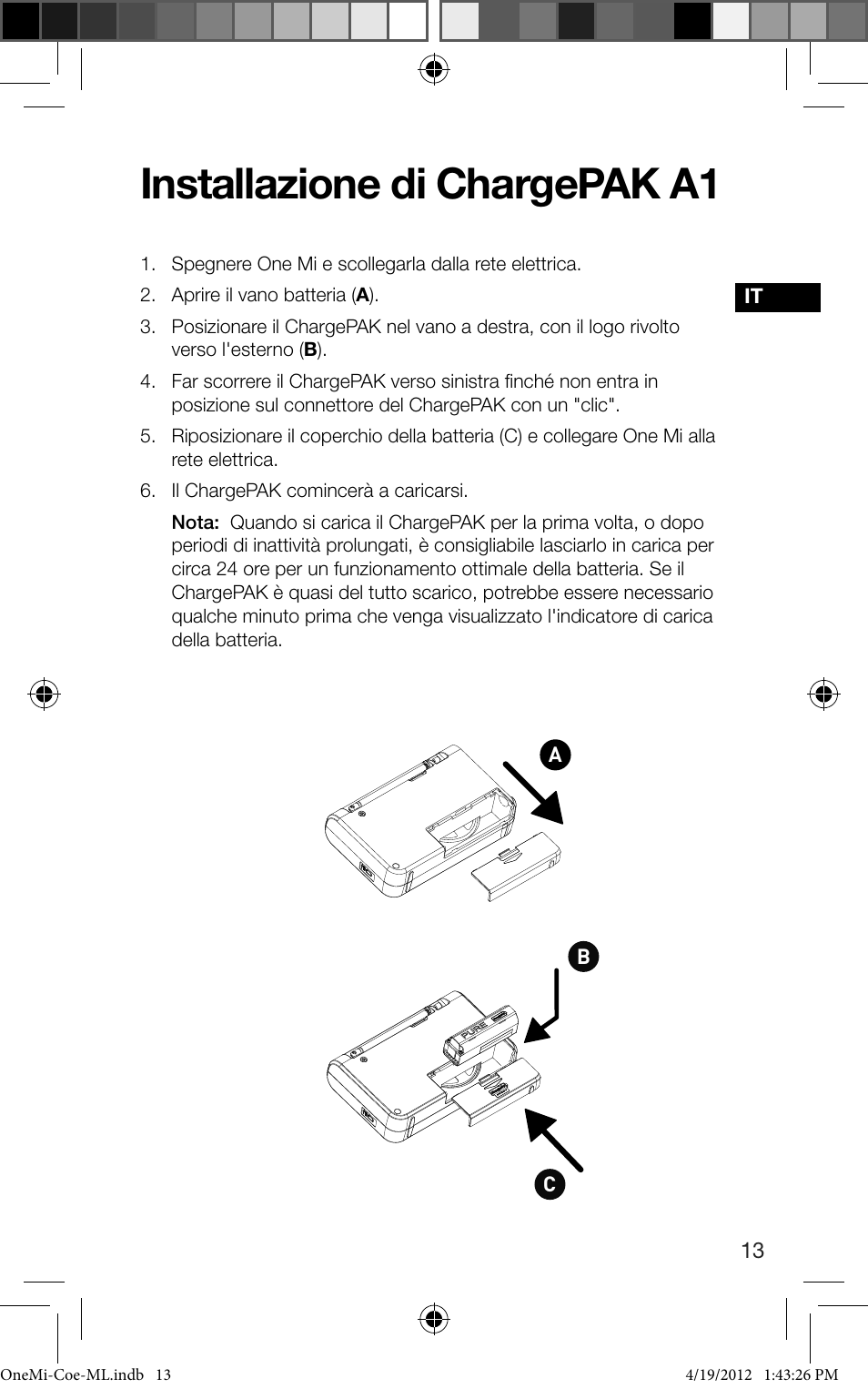 Installazione di chargepak a1 | Pure ONE Mi User Manual | Page 59 / 92