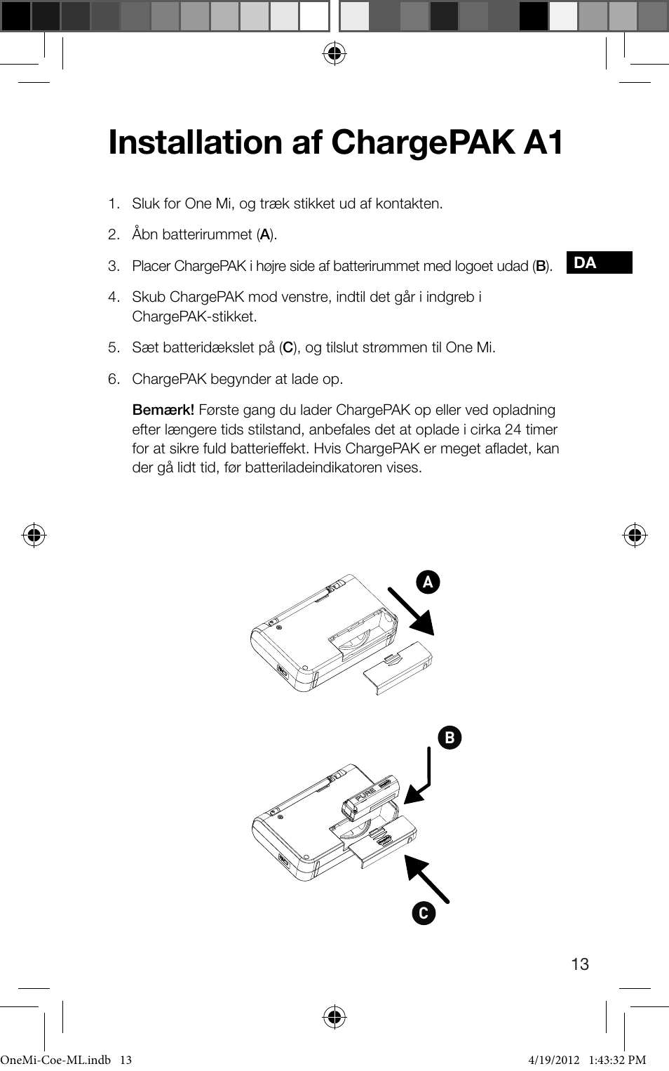 Installation af chargepak a1 | Pure ONE Mi User Manual | Page 73 / 92