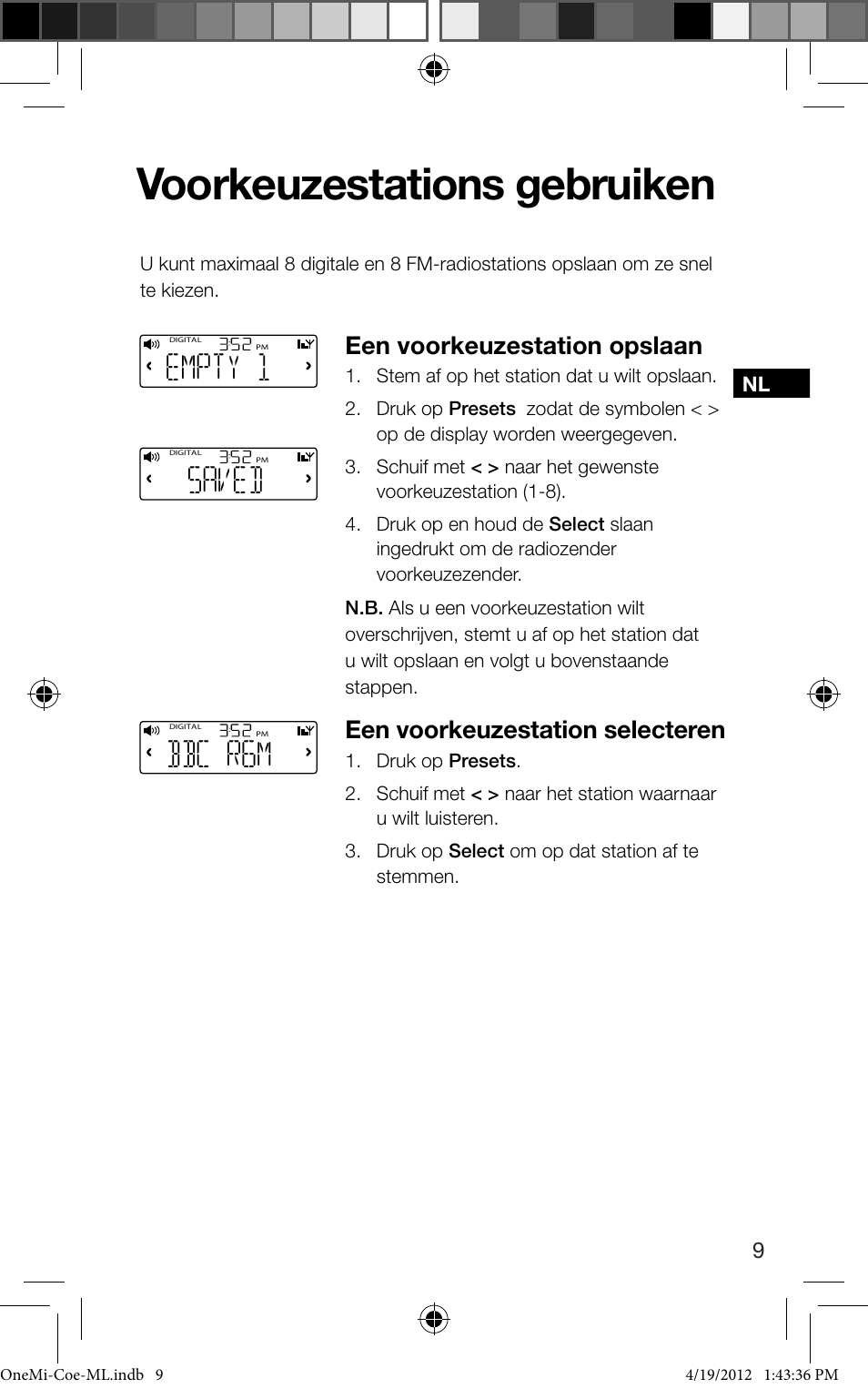 Voorkeuzestations gebruiken, Empty 1, Saved | Bbc r6m, Een voorkeuzestation opslaan, Een voorkeuzestation selecteren | Pure ONE Mi User Manual | Page 83 / 92