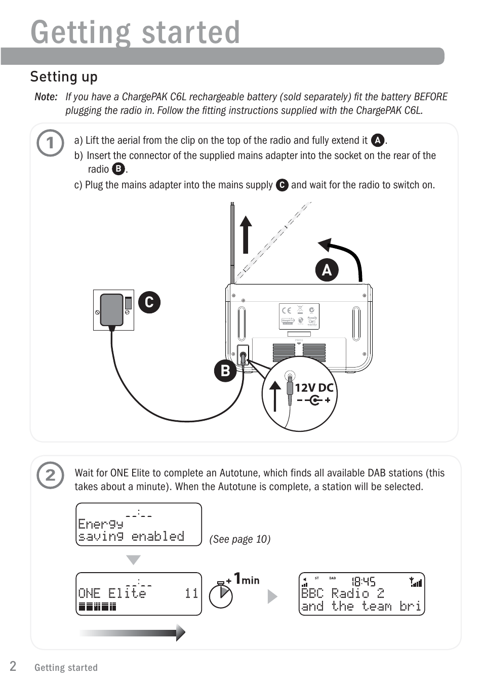 Getting star ted, Setting up | Pure ONE Elite User Manual | Page 4 / 16