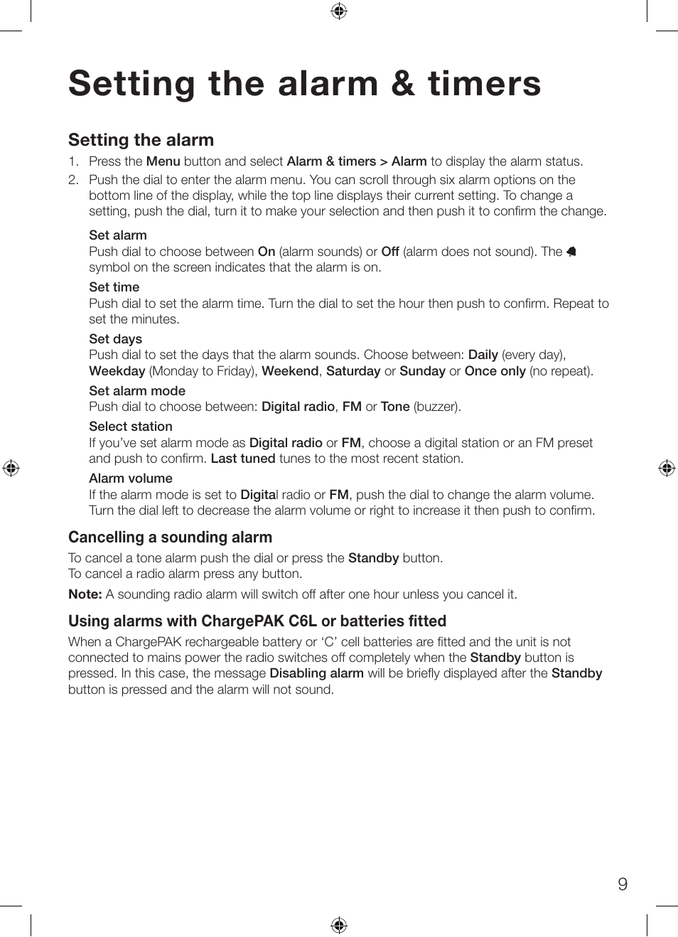 Setting the alarm & timers | Pure ONE Classic Series 2 User Manual | Page 13 / 20