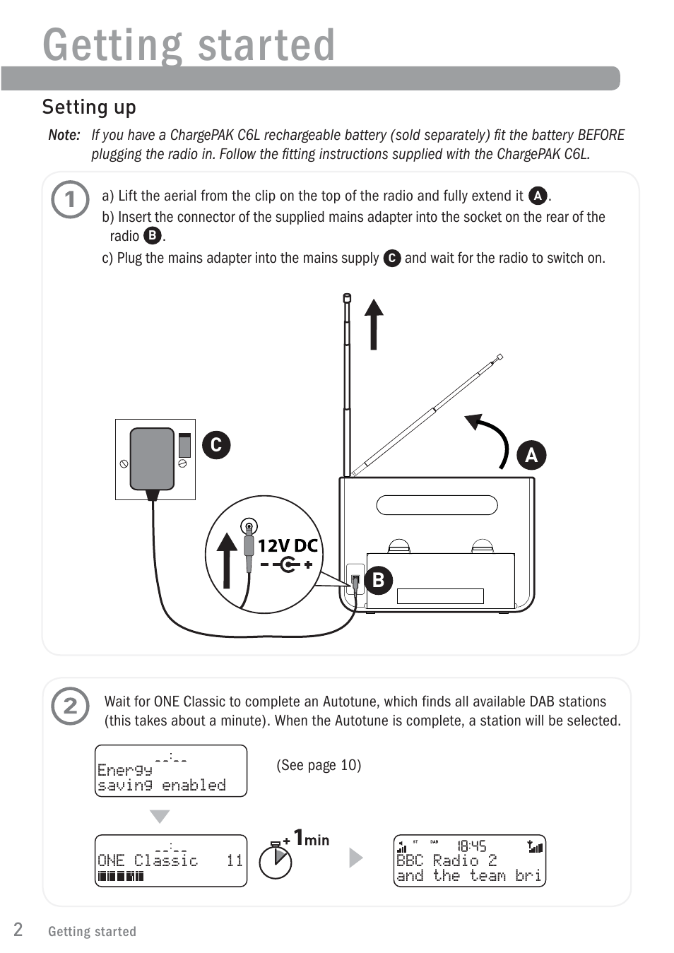 Getting star ted, Setting up | Pure ONE Classic User Manual | Page 4 / 16