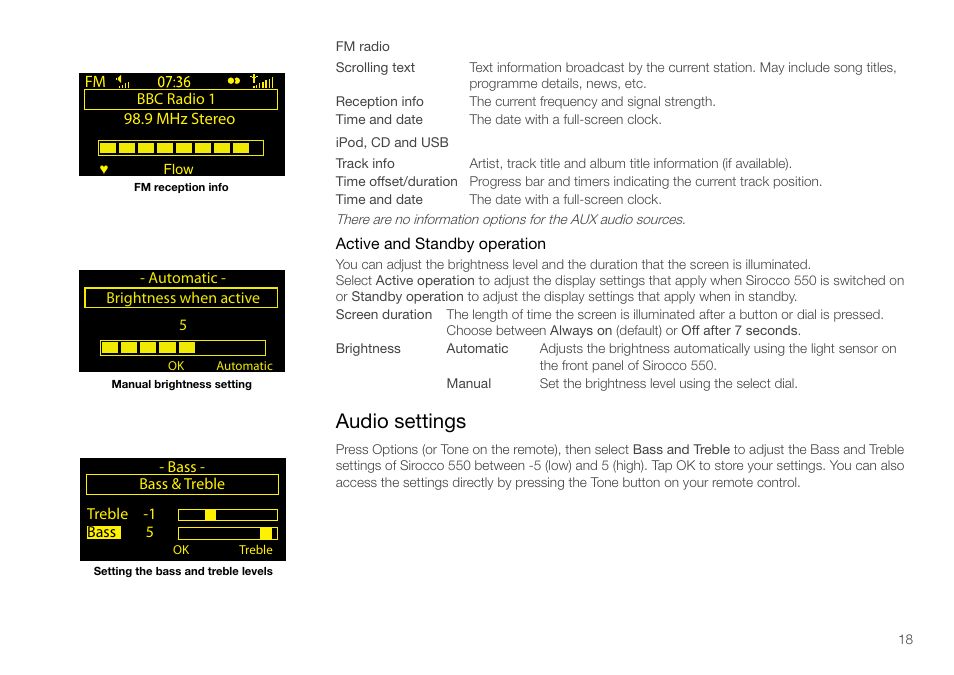 Audio settings | Pure Sirocco 550 - User Guide User Manual | Page 18 / 23