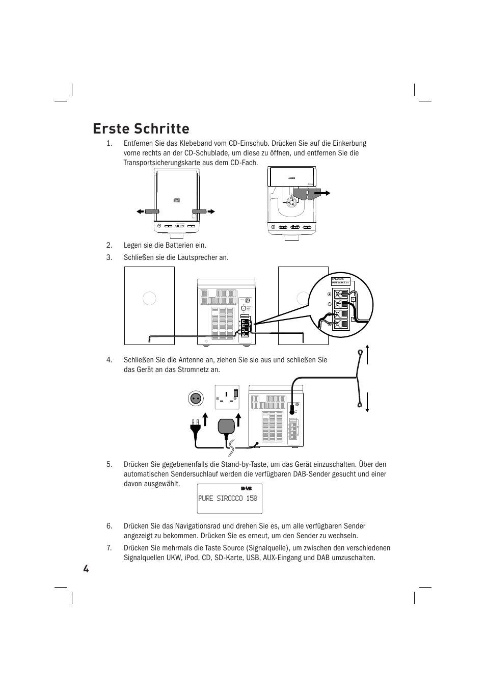 Erste schritte, Da4b8a>22 | Pure Sirocco 150 User Manual | Page 20 / 88