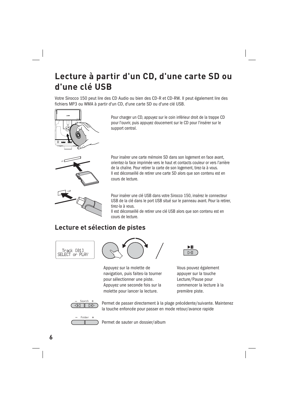 Lecture et sélection de pistes | Pure Sirocco 150 User Manual | Page 36 / 88