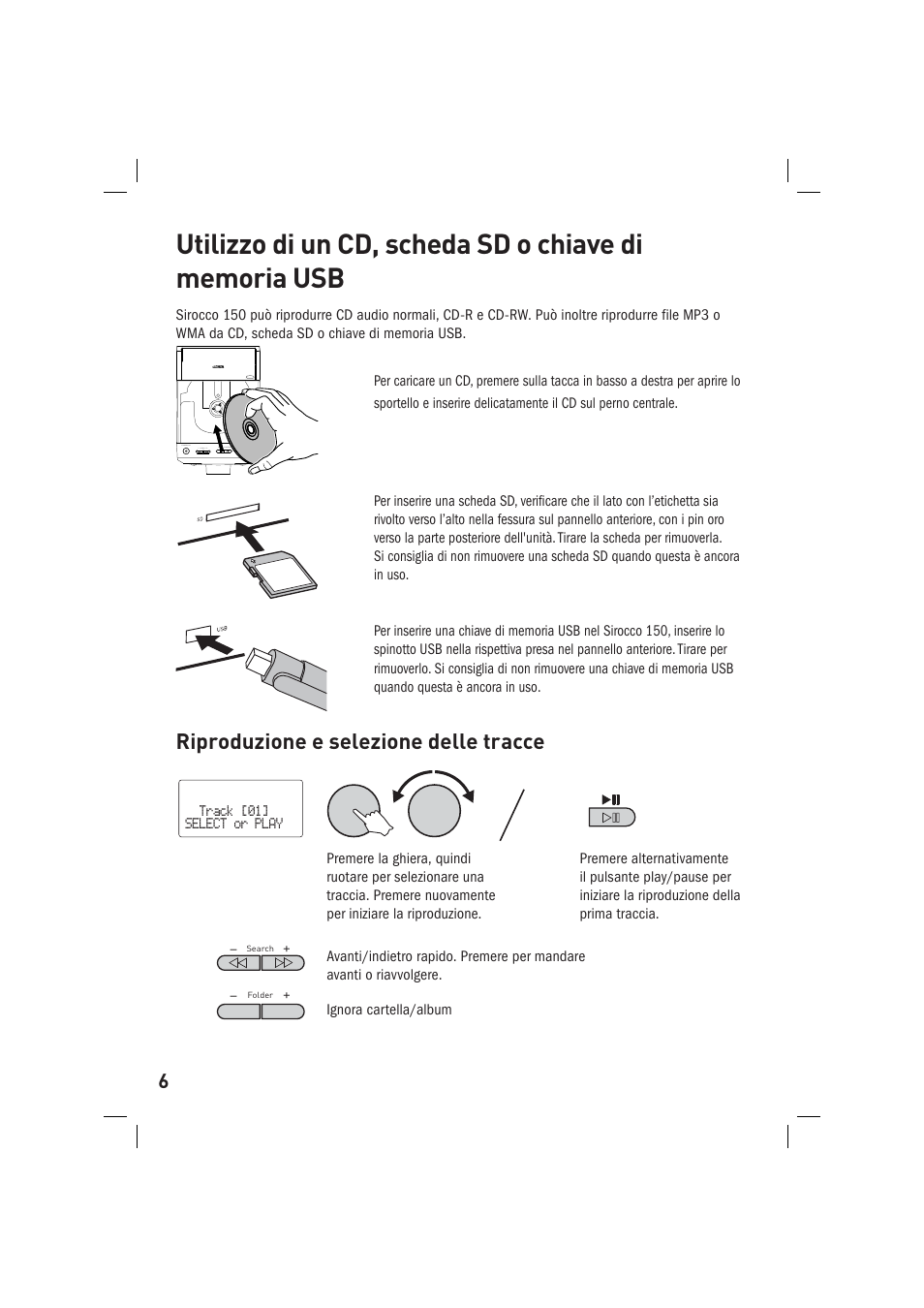 Riproduzione e selezione delle tracce | Pure Sirocco 150 User Manual | Page 50 / 88