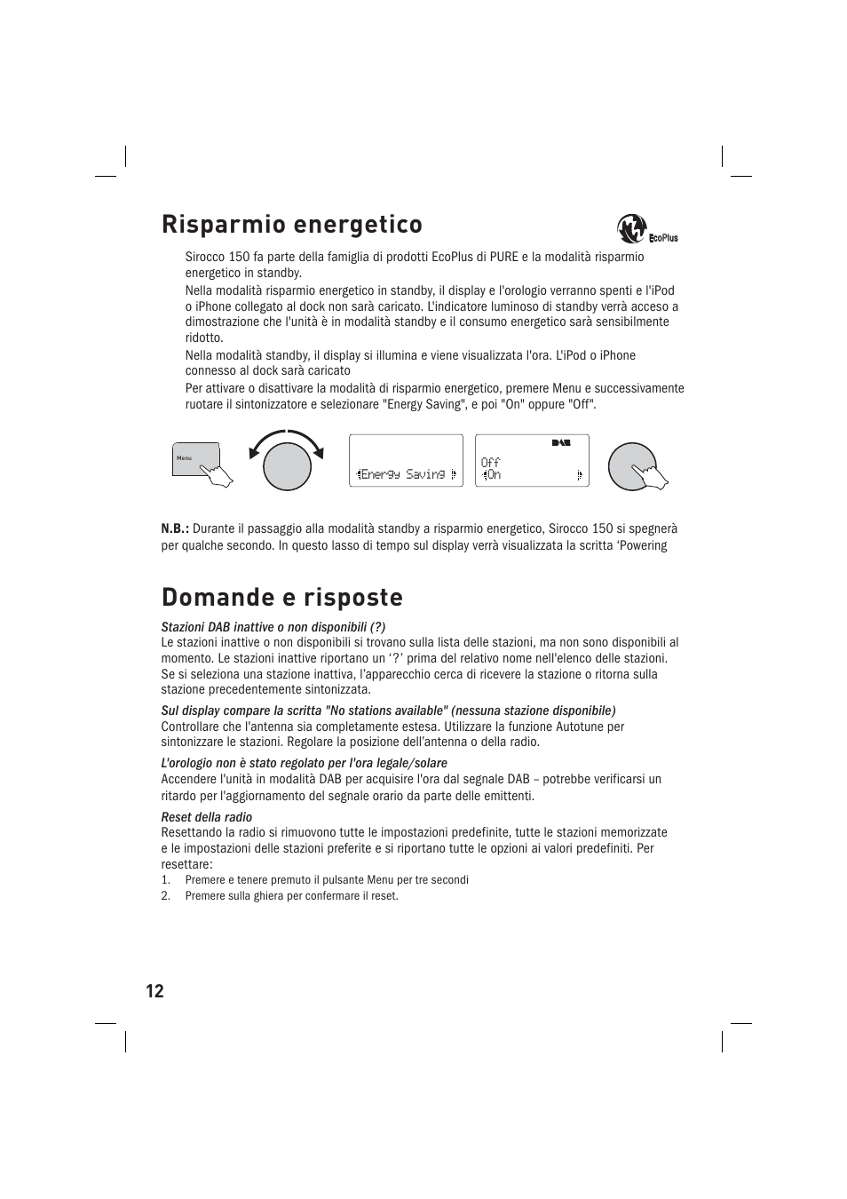 Risparmio energetico, Domande e risposte | Pure Sirocco 150 User Manual | Page 56 / 88