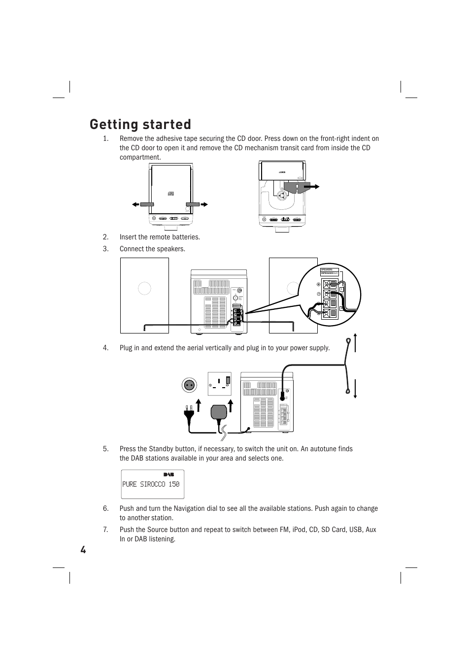 Getting started, Da4b8a>22 | Pure Sirocco 150 User Manual | Page 6 / 88